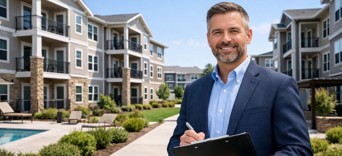 Multi-unit apartment building exterior, property manager rodent control in Winston-Salem